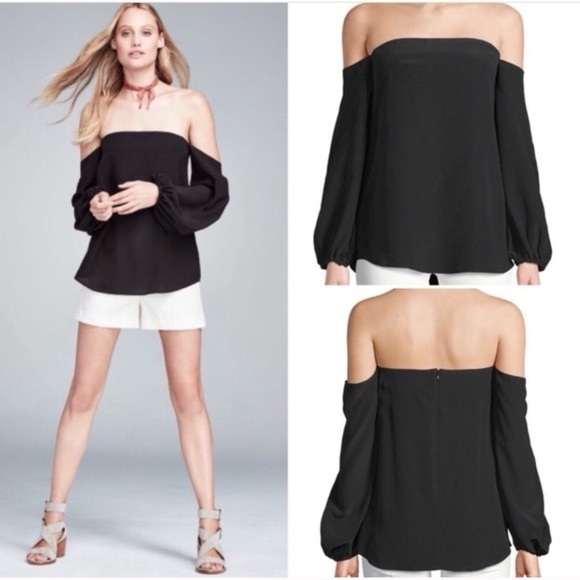 Theory Tops - Theory Laureema Silk off the shoulder strapless top